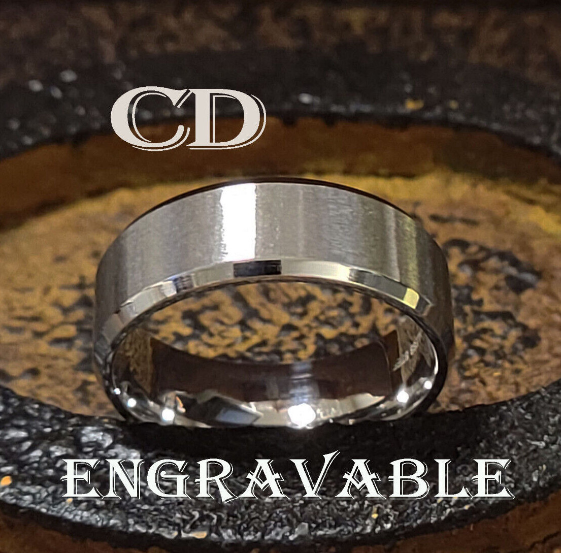 Personalized Engraved Men’s Traditional Silver Wedding Ring Band