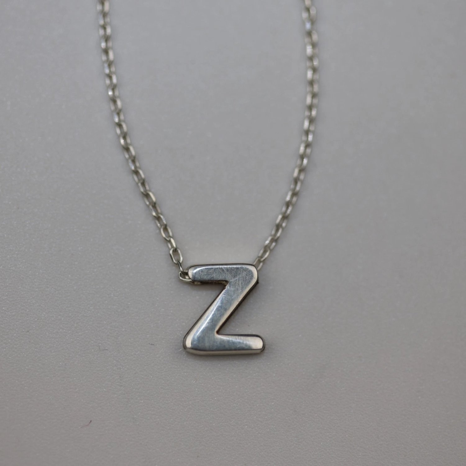 Sterling Silver Initial Z Pendant Necklace 18 Inch Cable Chain 925 Minimalist