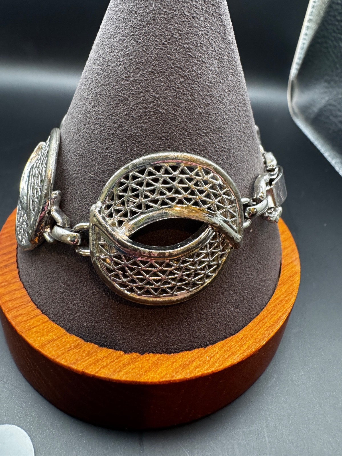 Vintage Sarah Coventry Silver Tone Openwork Link Bracelet Mid Century Signed