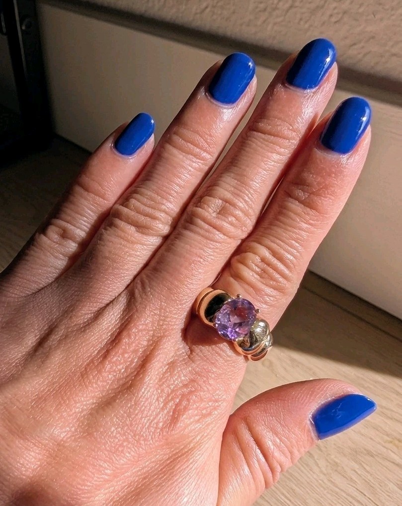 Mejuri 14K Yellow Gold Puffy Charlotte Amethyst Ring – Size 6