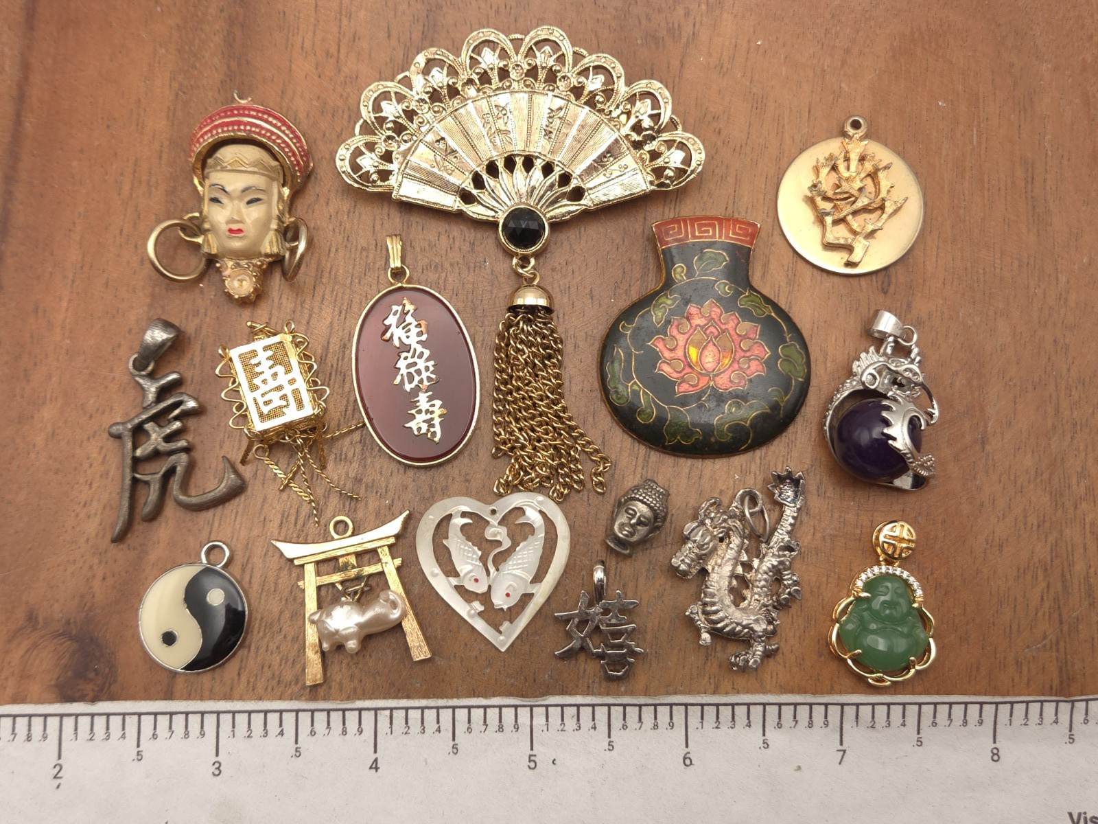 Vintage-Now 15 Pcs Asian Oriental Pendants Craft Jewelry Making Repurpose Lot 5
