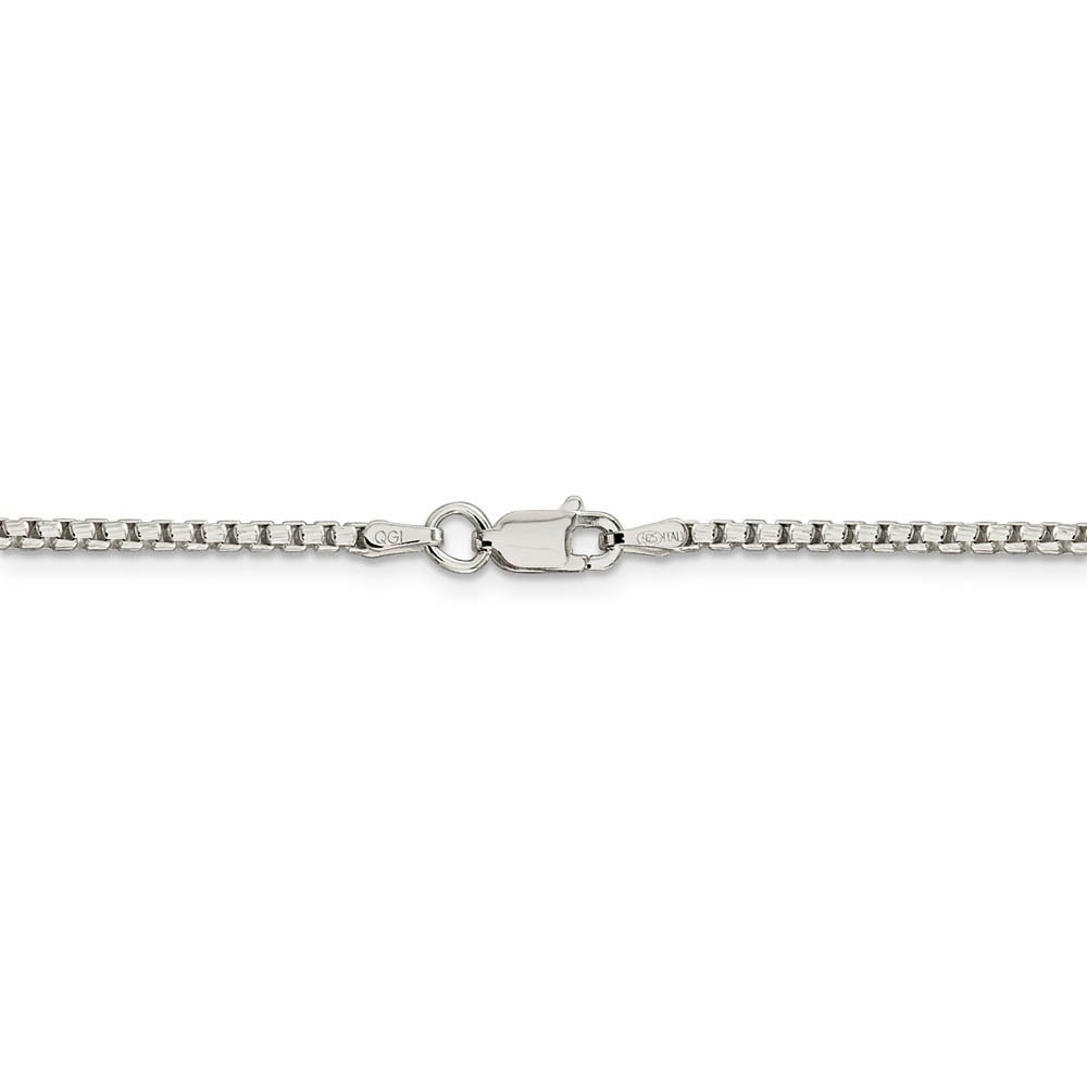 2mm Sterling Silver Diamond Cut Solid Round Box Chain Necklace