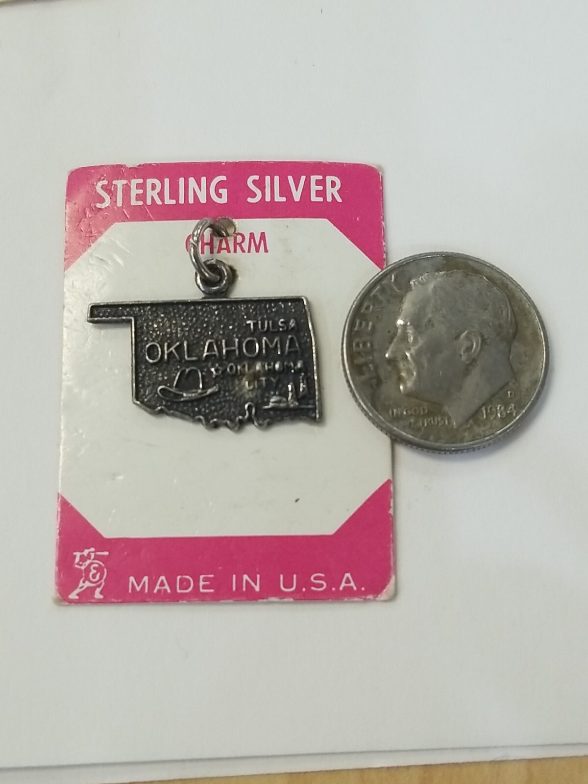 Vintage Sterling Silver State Map Charm, SELECT From 16 different States NOS