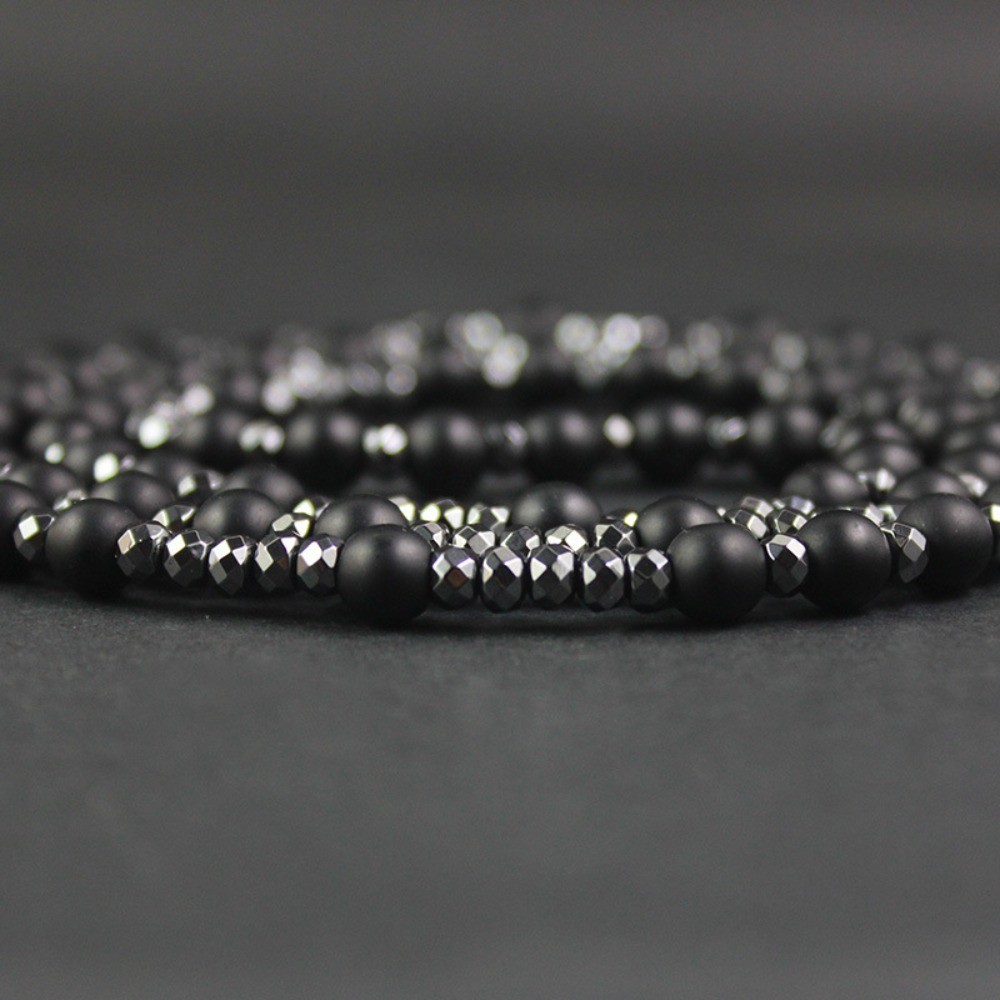 Religious Cross Pendant Black Shining Matte Imitation Agate Gallstone Necklace