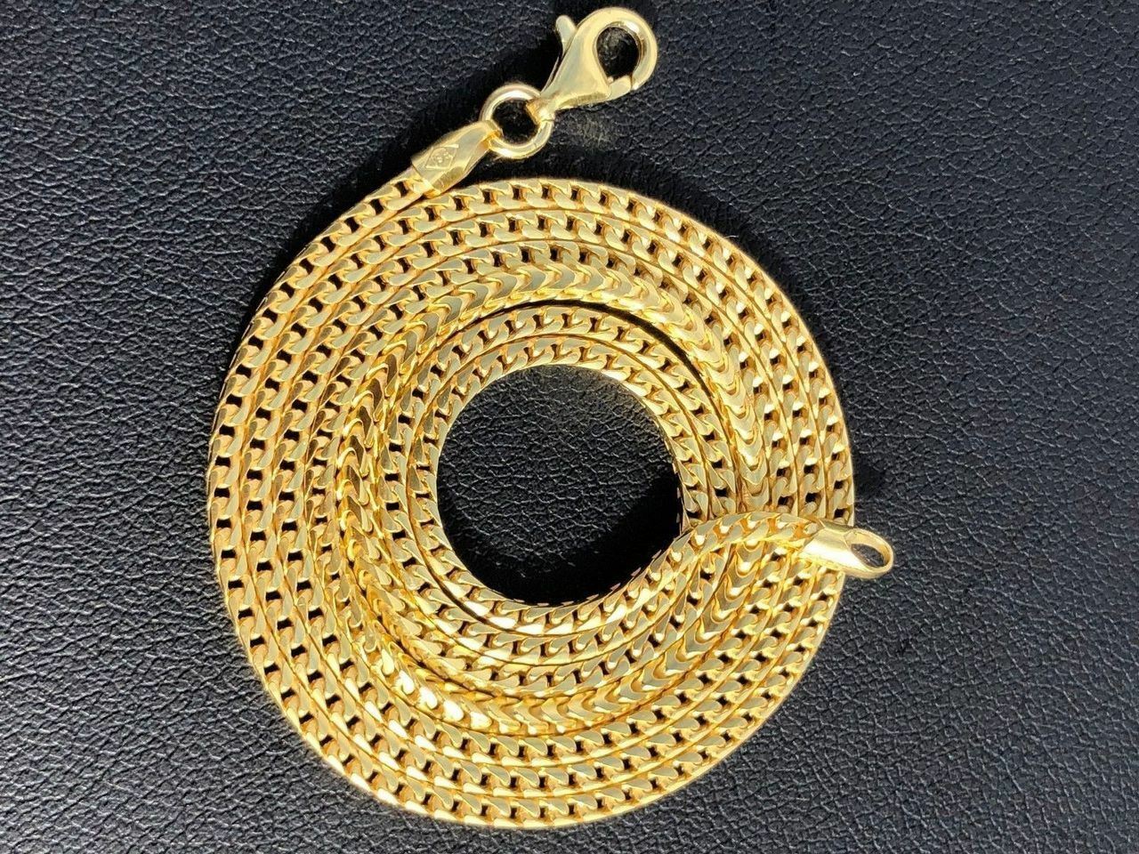 Men’s Franco Chain Real 14K Gold Plated Solid 925 Sterling Silver 2mm ITALY MADE