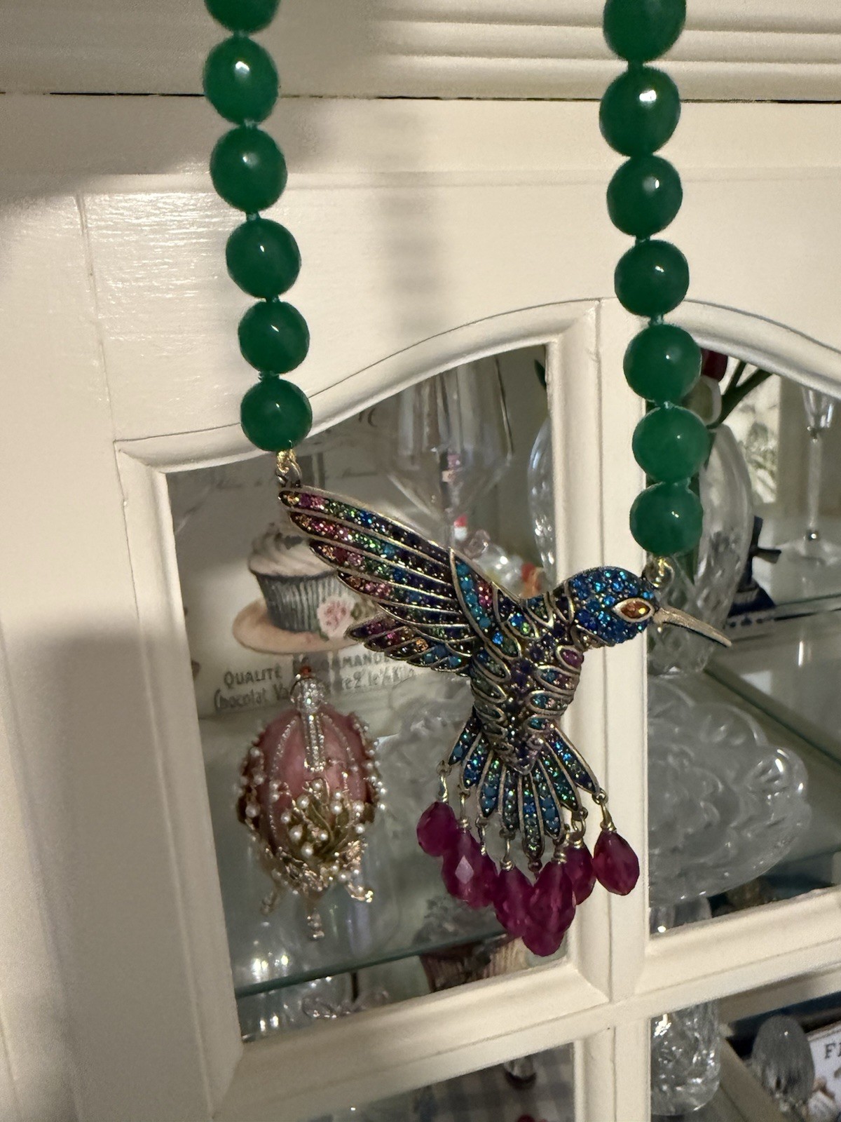 Heidi Daus Sincere Joy Signed Crystal Hummingbird Charm Pendant Beaded Necklace