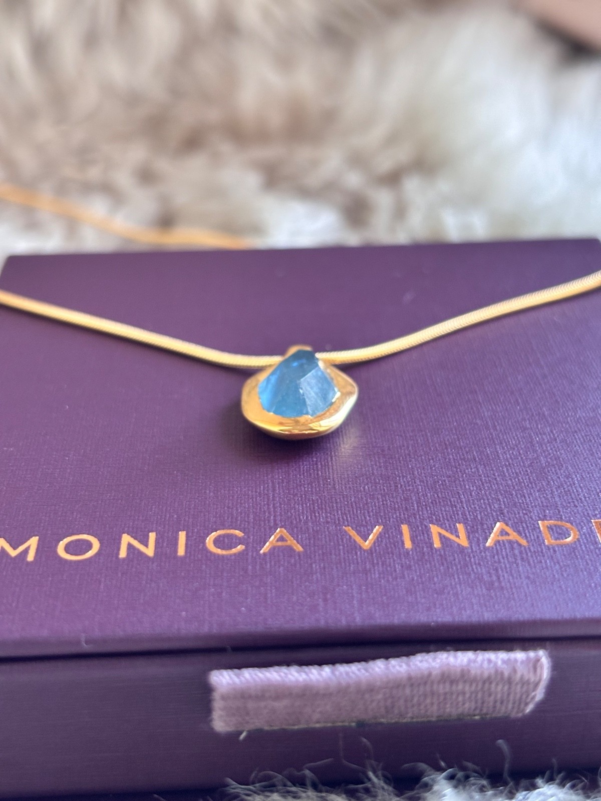 MONICA VINADER 💎 Odyssey Chain Necklace 18k Gold & Aquamarine £199