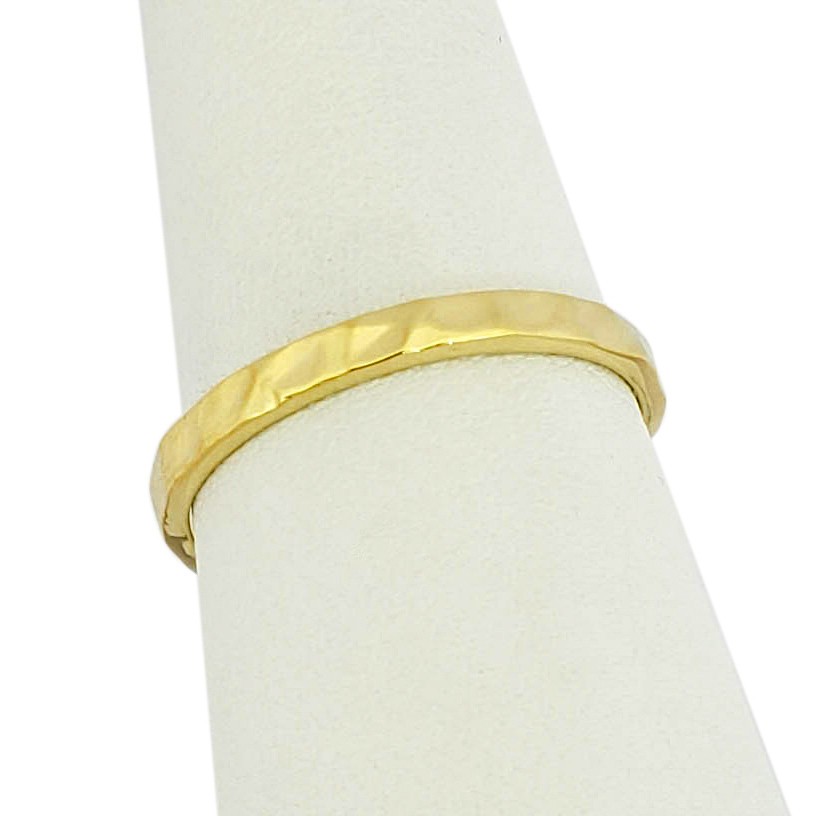 Solid 18K Yellow Gold Hammered Ring 2mm Sizes 1 – 12 Midi Faceted Stack Band