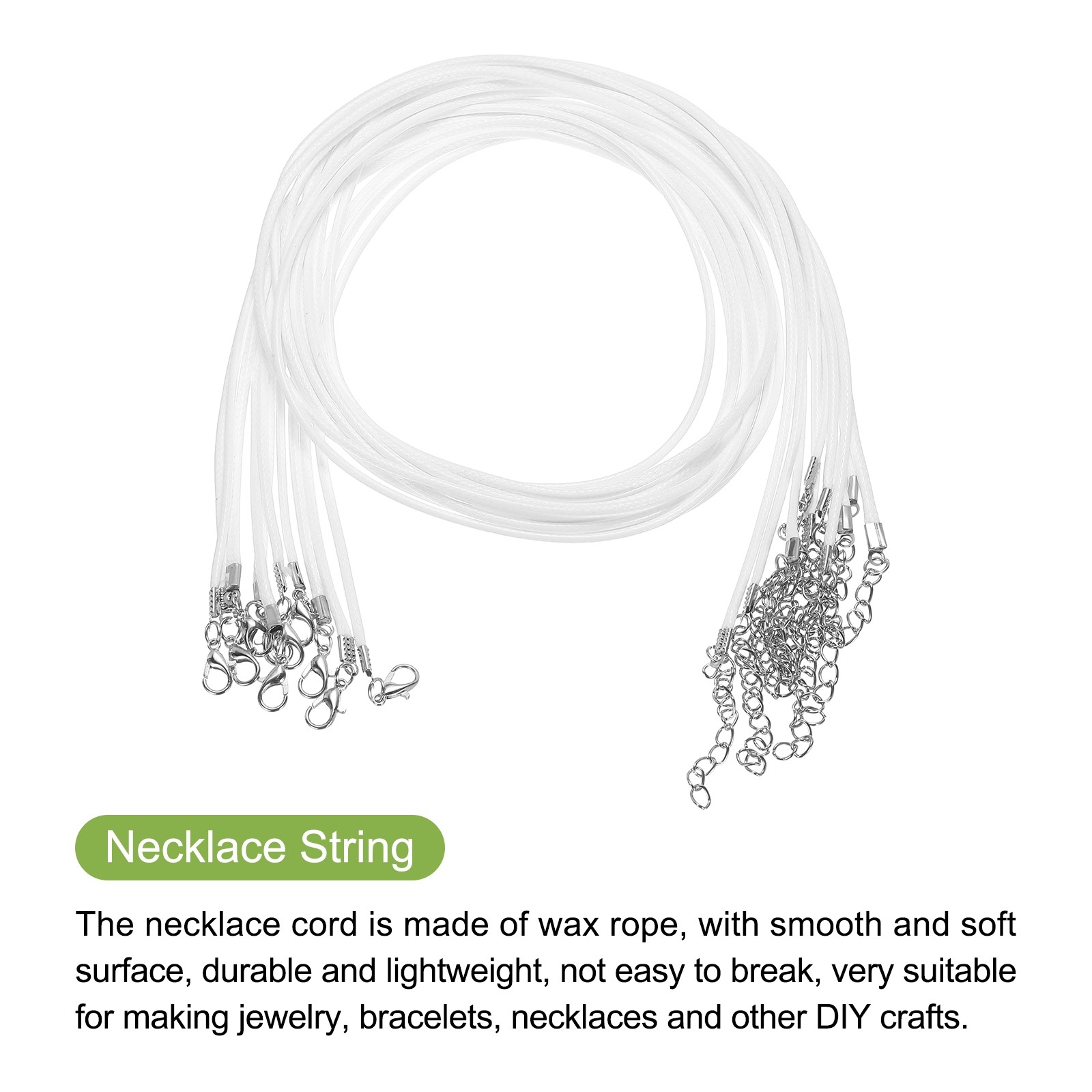 10pcs, 24 Inch Waxed Necklace Cord 2mm for Jewelry Making White