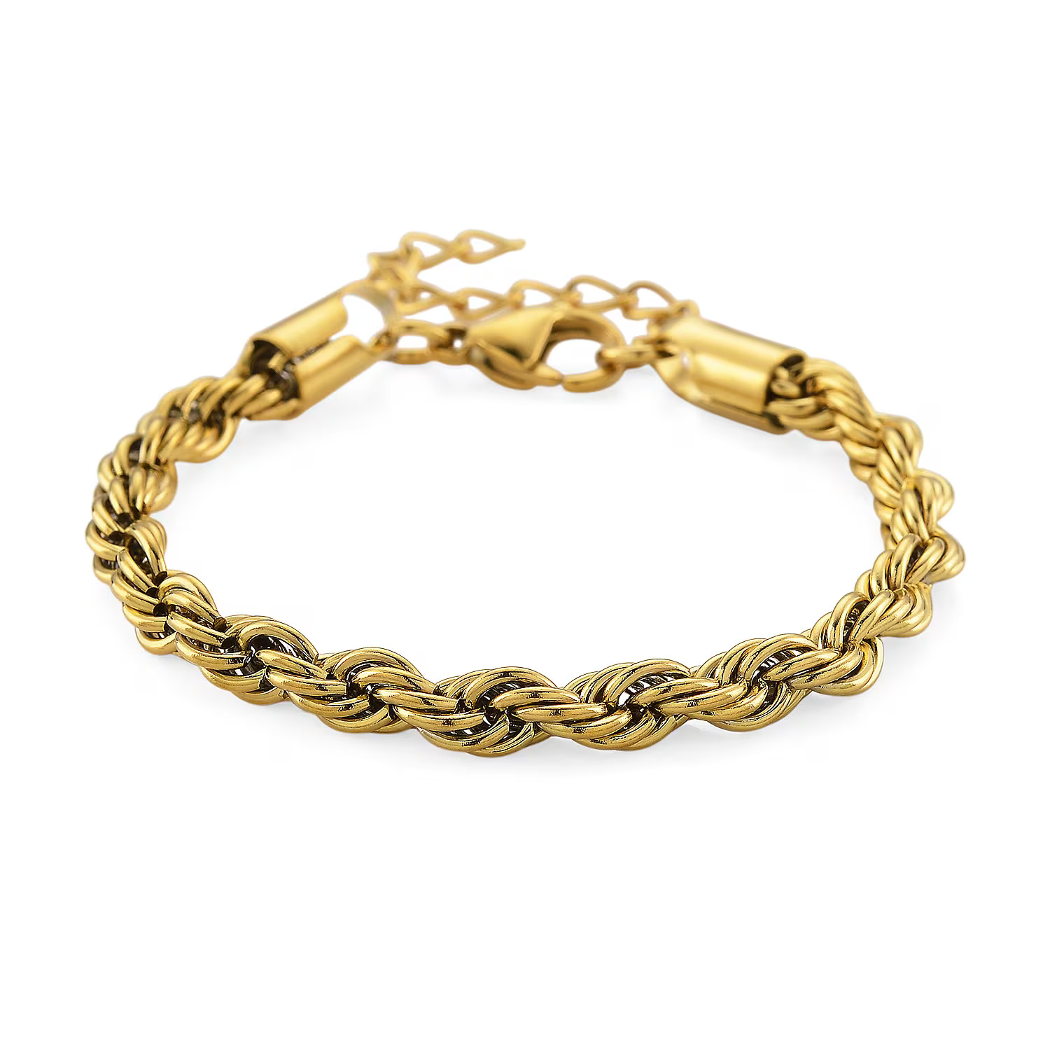 Rope Chain Bracelet in ION Plated YG Stainless Steel (7-9In)