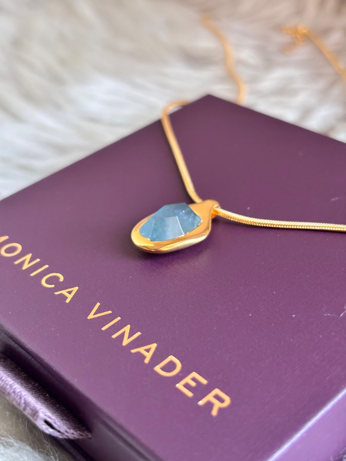 MONICA VINADER 💎 Odyssey Chain Necklace 18k Gold & Aquamarine £199