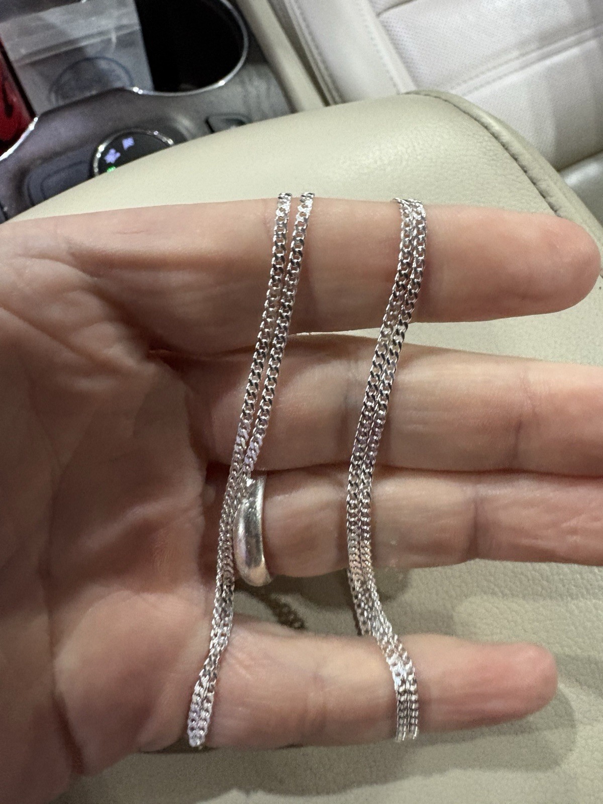 Silver Tone Curb Link Chain Necklace Lobster Clasp No Stone 1.8mm 4.5 grams 24in