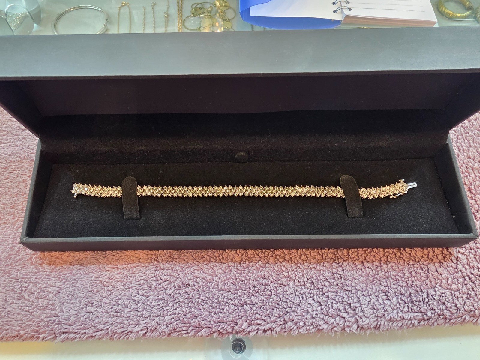 Silver tennis bracelet with stones