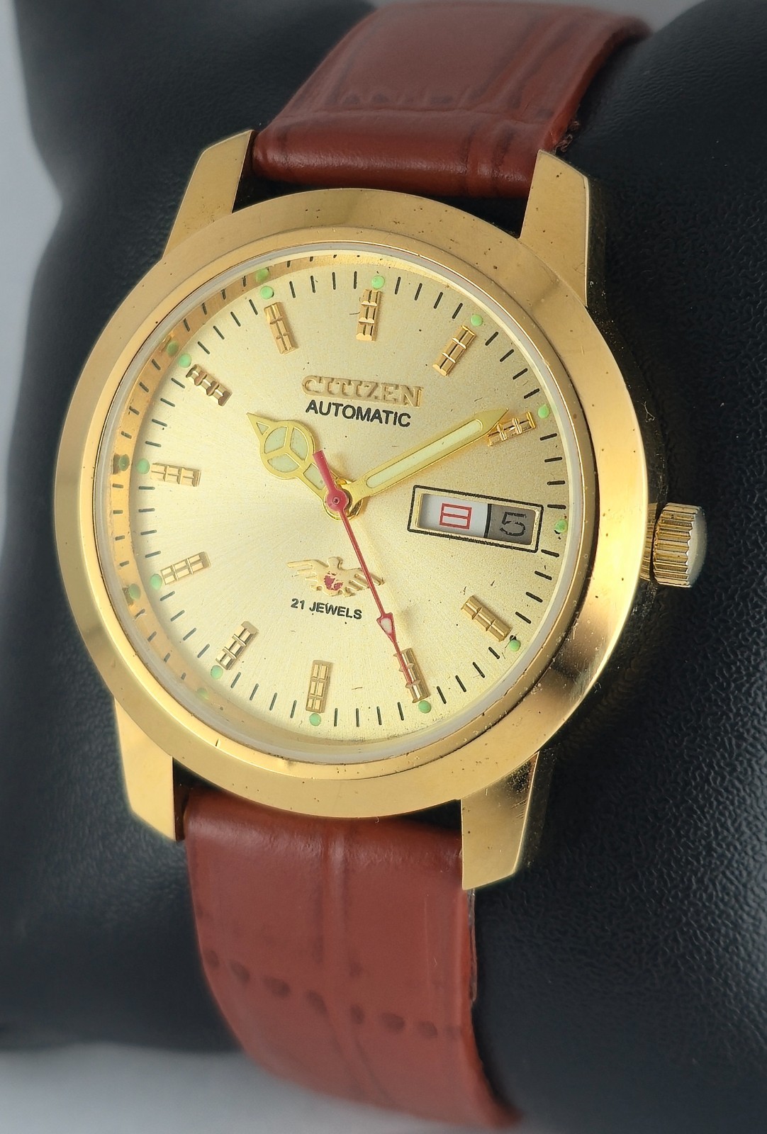 Refurbished Citizen Automatic Gold Dial with Day/Date Men’s Watch | 21 Jewels