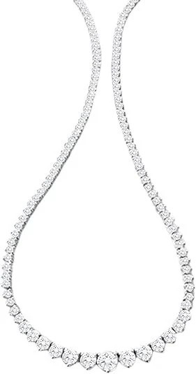13 ctw Round Cut Created Diamond Tennis Women Necklace 14K White Gold Finish 18″