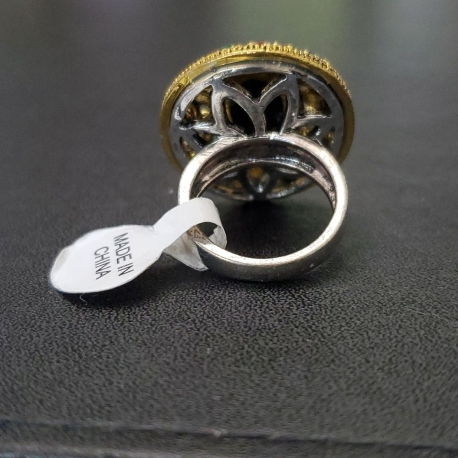Gold tone and silver tone bling ring 6.25