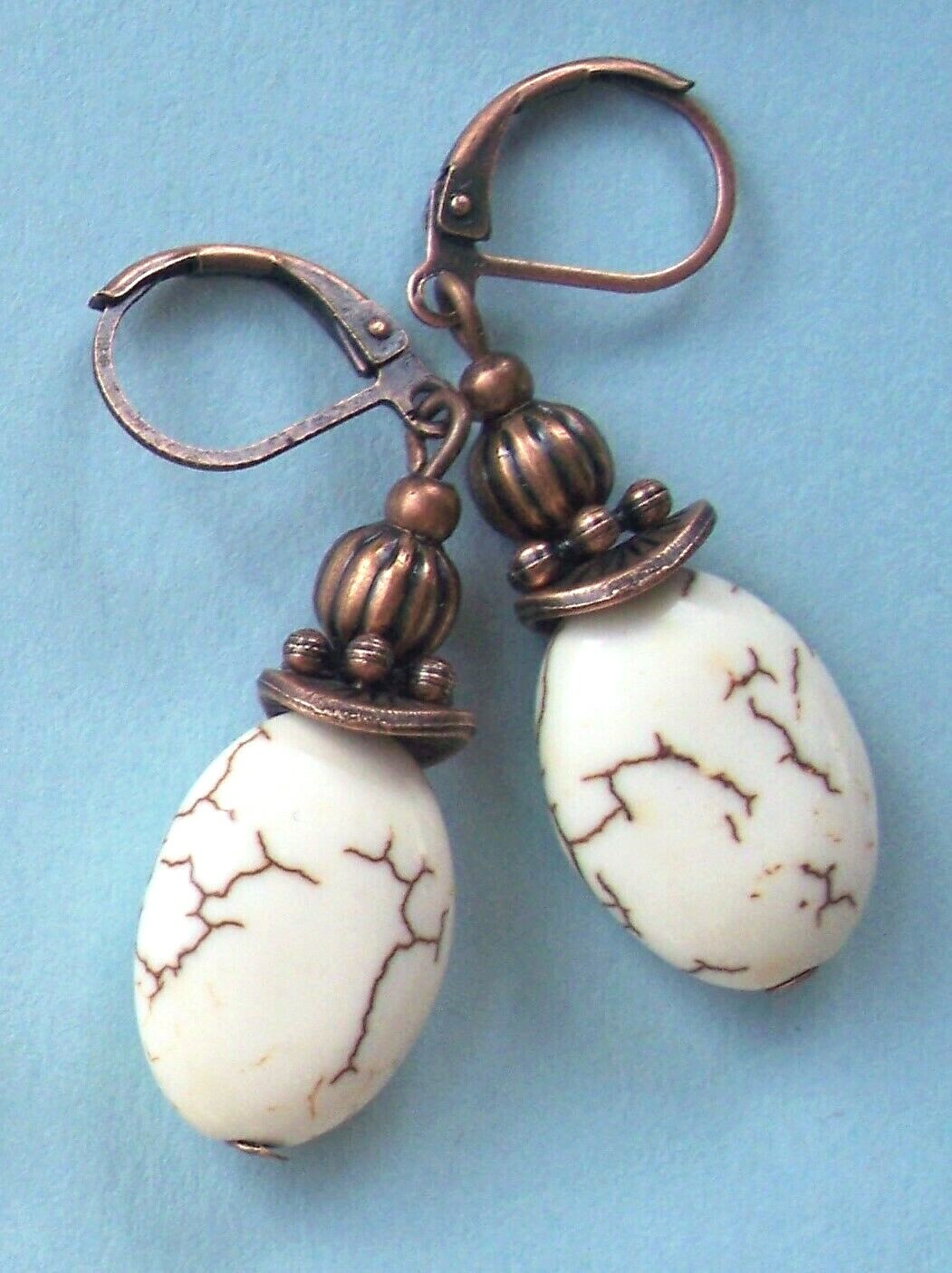 white HOWLITE drops & dangle Lever back handcrafted YOU CHOOSE X3