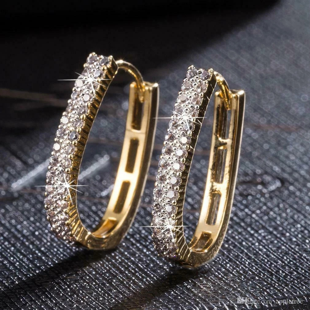 1 CT Real Brilliant Moissanite Beautiful Hoops Earrings 14K Yellow Gold Plated