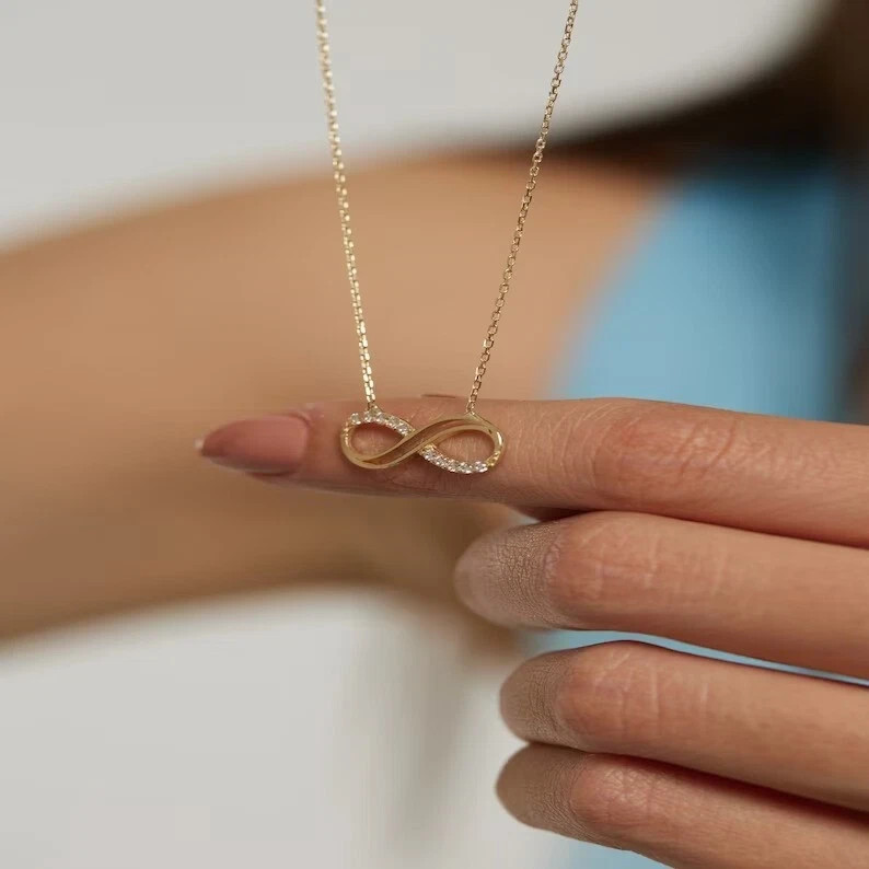 Round Cut Simulated Diamond Stunning Infinity Pendant In 14K Yellow Gold Plated