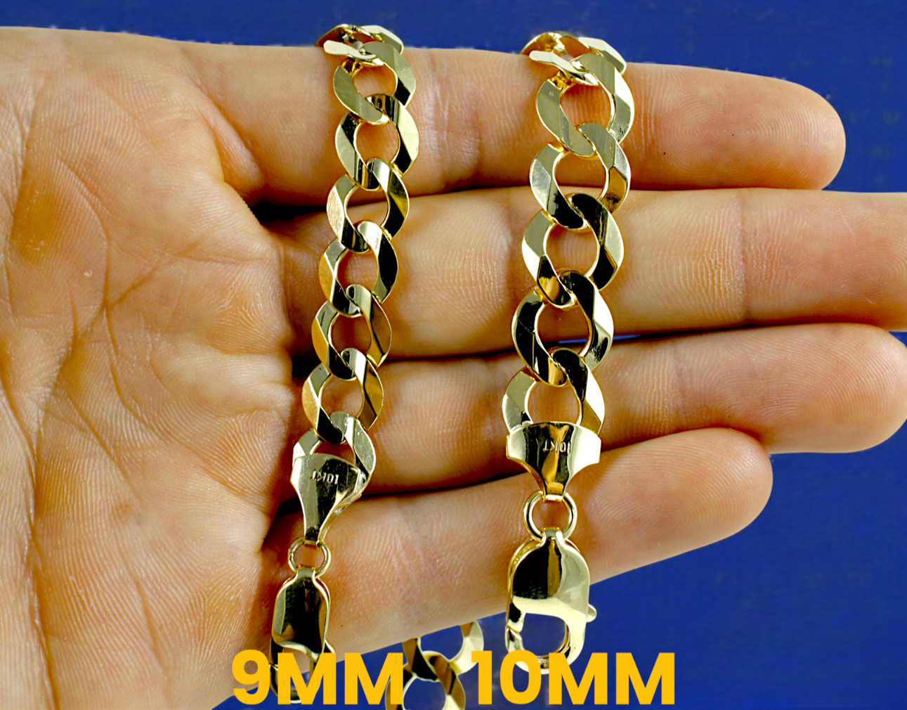 10K Yellow Gold SOLID Curb Cuban Necklace Bracelet Chain Link Real 2-9mm 7″-30″