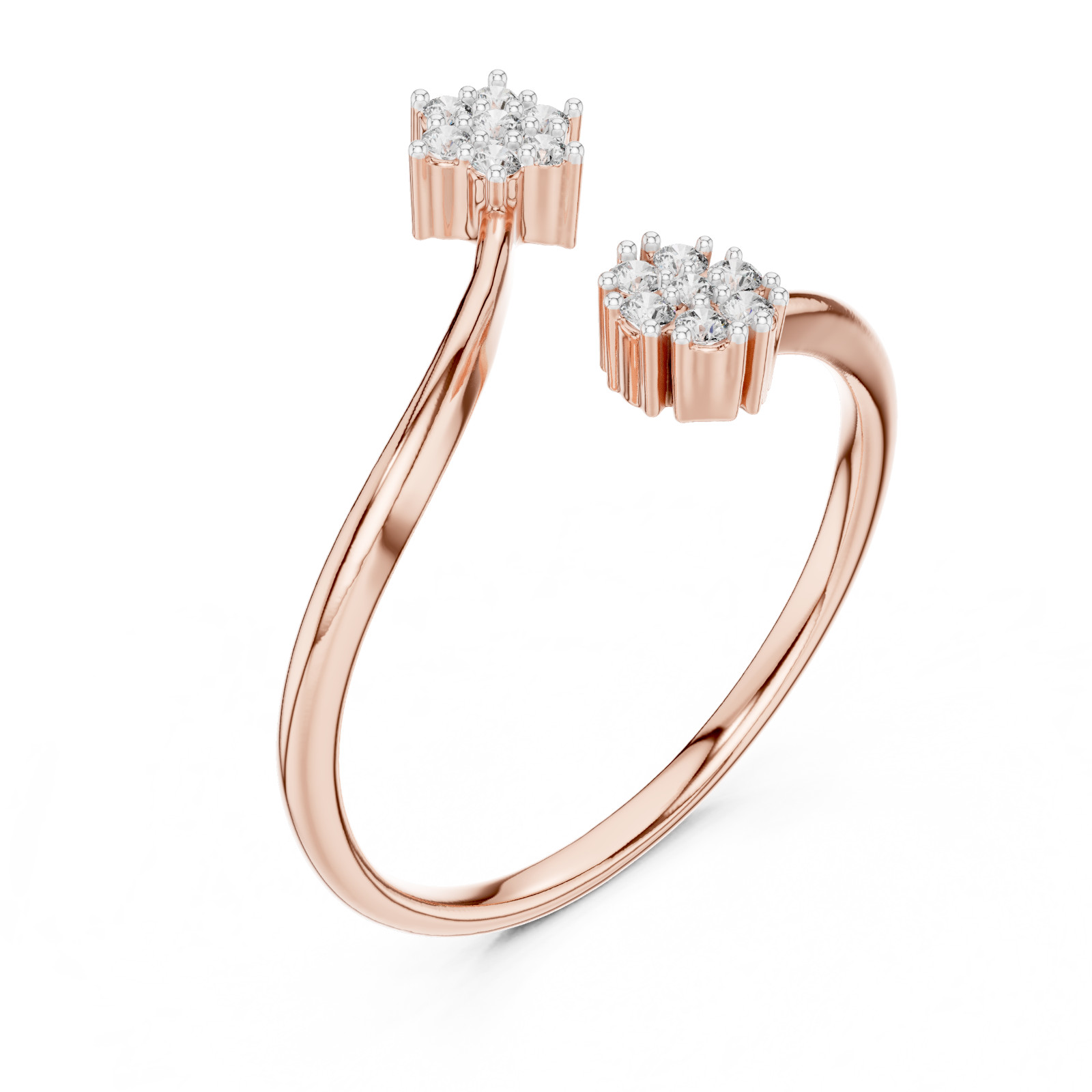 Natural Certfied 14 Pc VVS1 Diamond Anniversary Petite Twist Ring 14k Gold Over