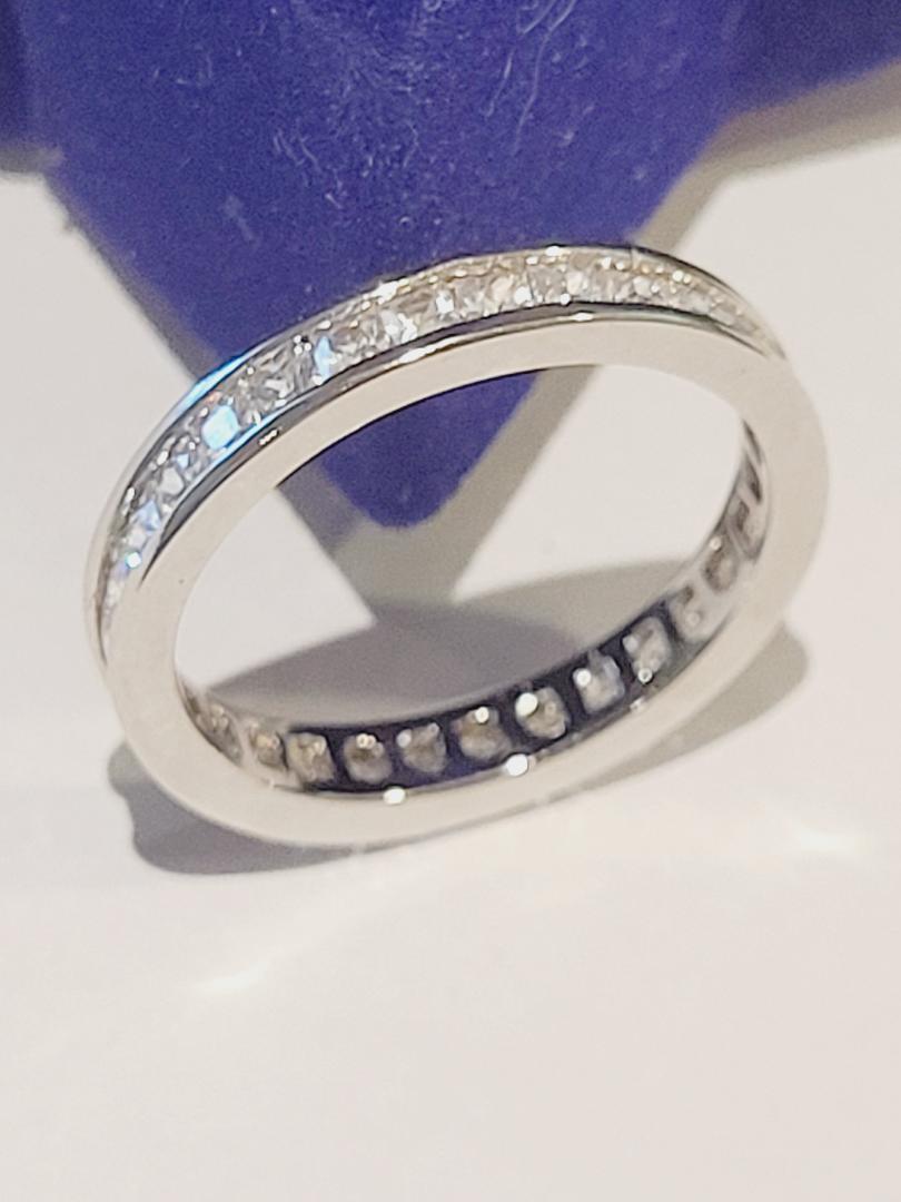 CLEARANCE Princess cut LC Moissanite Eternity Band Wedding Ring 925 Sterling