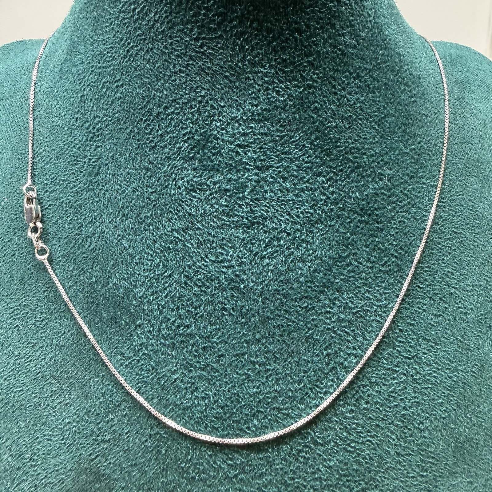 Solid Italy 925 Sterling Silver Box Chain Necklace 18” 0.7mm Lobster Clasp
