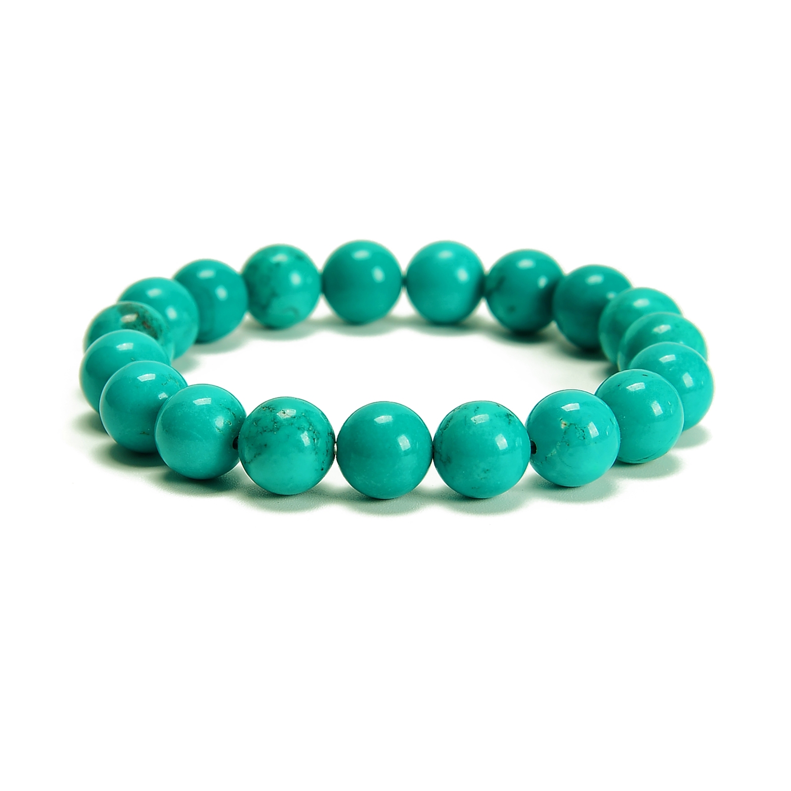 Dark Blue Green Turquoise Smooth Round Beaded Bracelet 6mm 8mm 10mm 7.5” Length