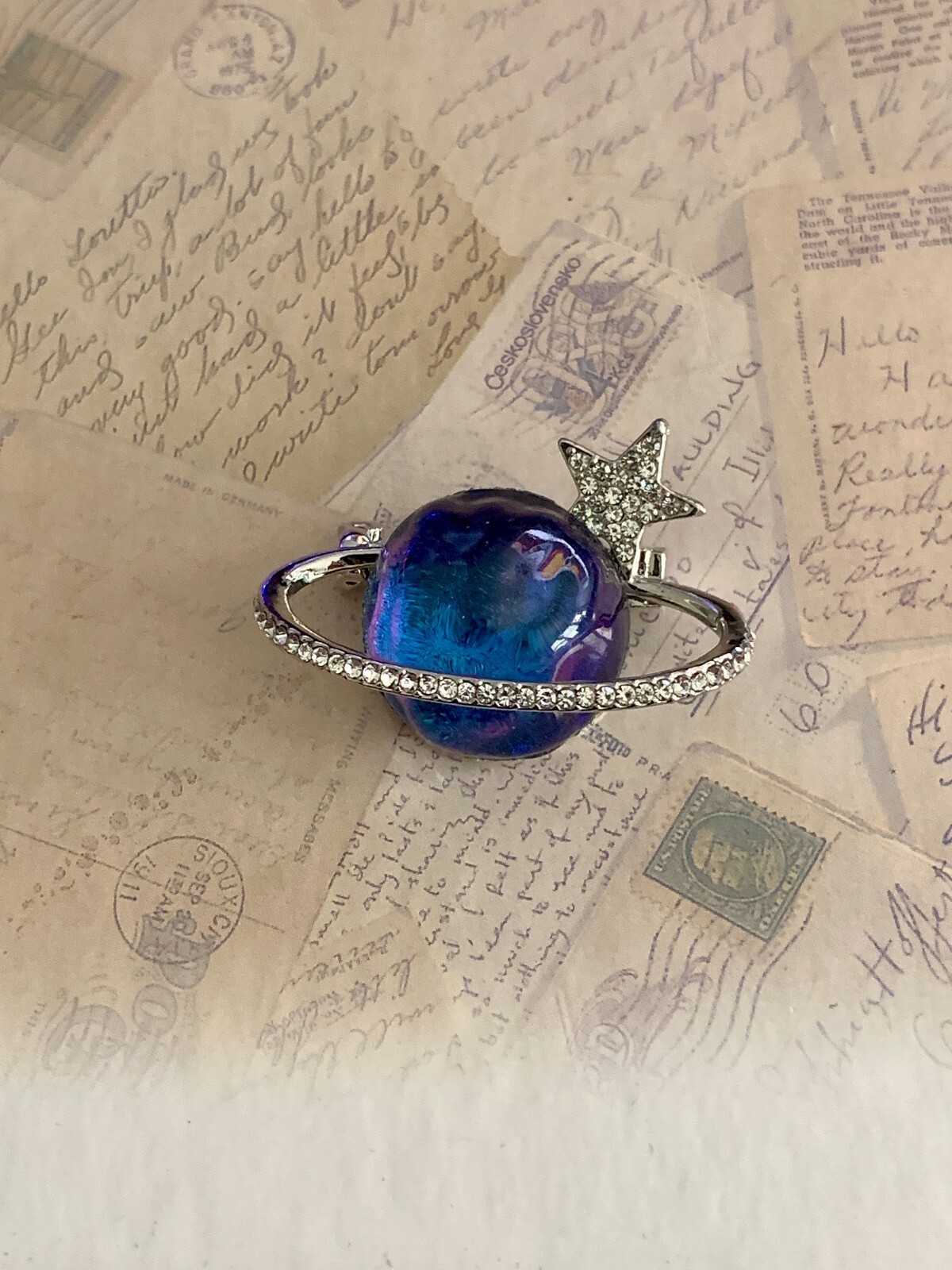 Sparkling Planet and Star Ring – Cosmic Bling for Star Gazers
