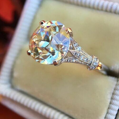 2Ct Lab Created Diamond Solitaire Engagement Ring Solid 14K White Gold Over