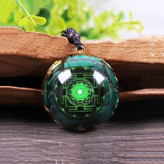 Malachite Orgone Necklace Green Crystal Healing Spiritual Protection Pendant