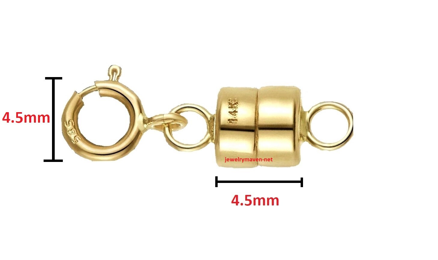 (2) sets 4.5mm 14k MAGNETIC CLASP Converter Yellow Gold Chain Spring Ring USA