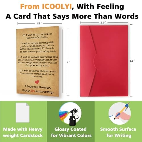 ICOOLYI 1 Year Anniversary Card and Gift Ideas for Boyfriend – WY-396