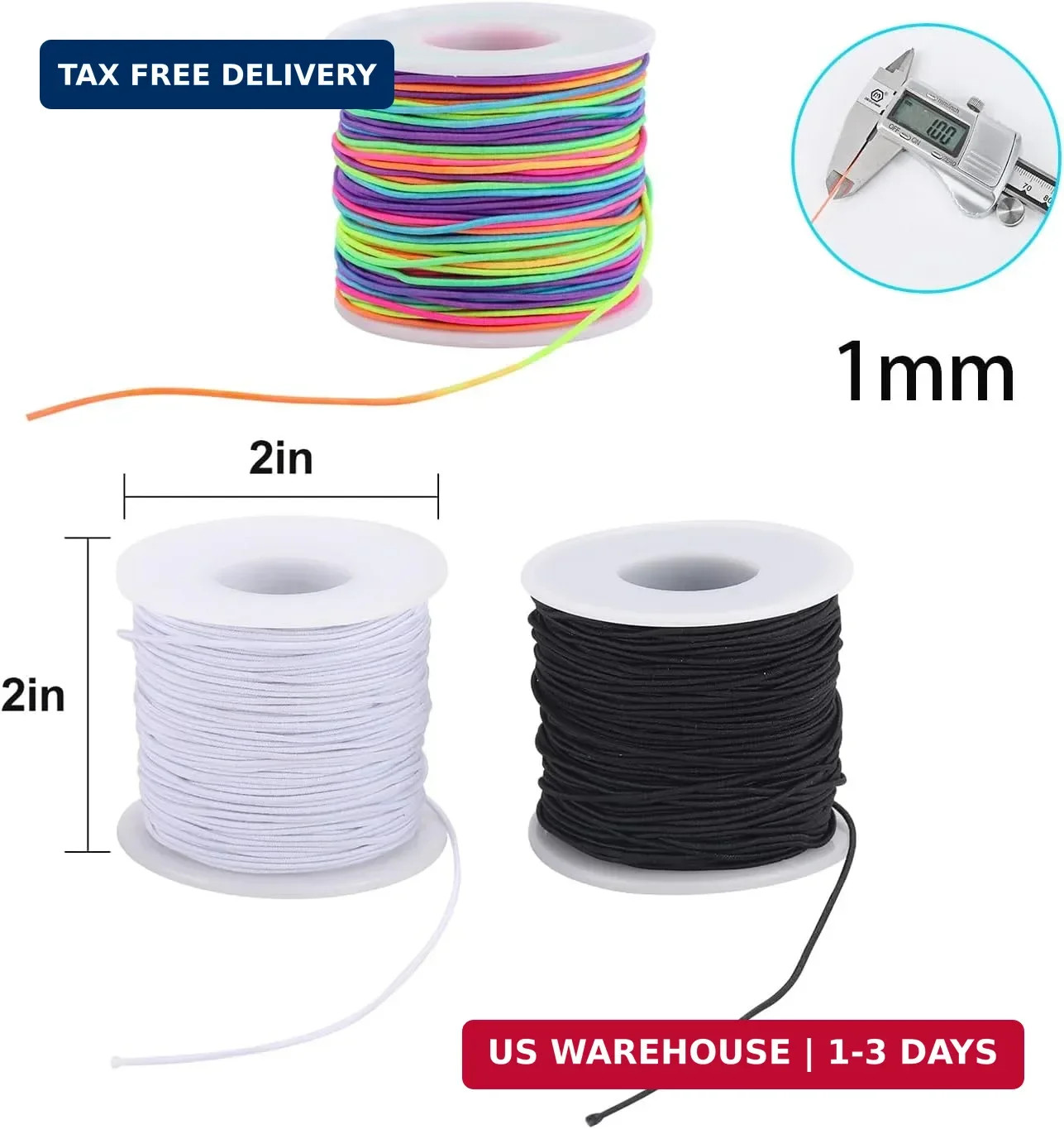 Stretchy String for Bracelets, 3 Rolls 1 mm 495 Feet Sturdy Elastic String Cord