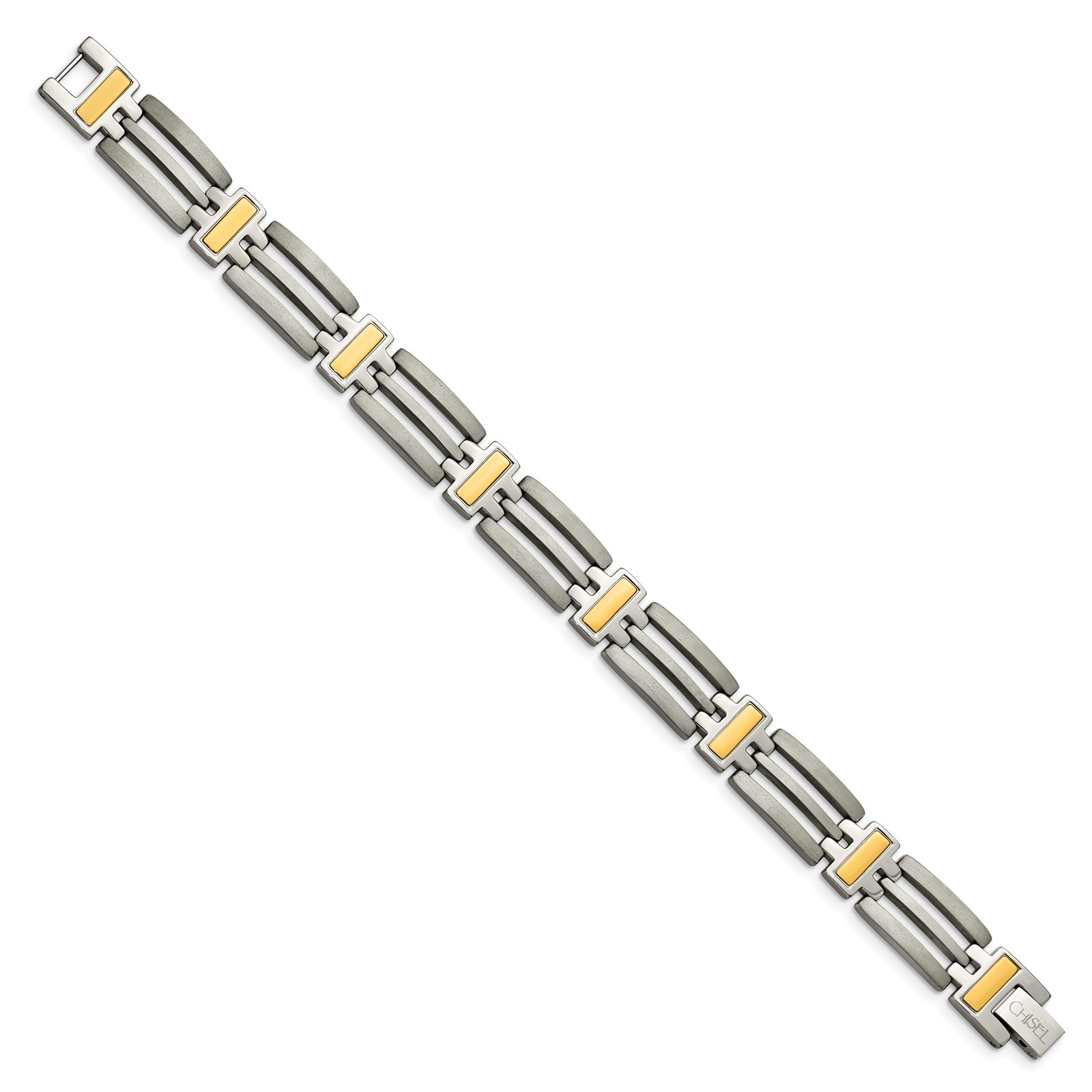Chisel Titanium Brushed and Polished Yellow IP-Plated 8.5 inch Bracelet TBB128