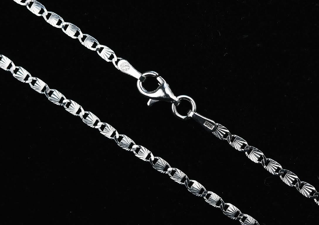 925 Sterling Silver Rhodium Plated 2.0mm Valentino 030 Chain Necklace ITALY