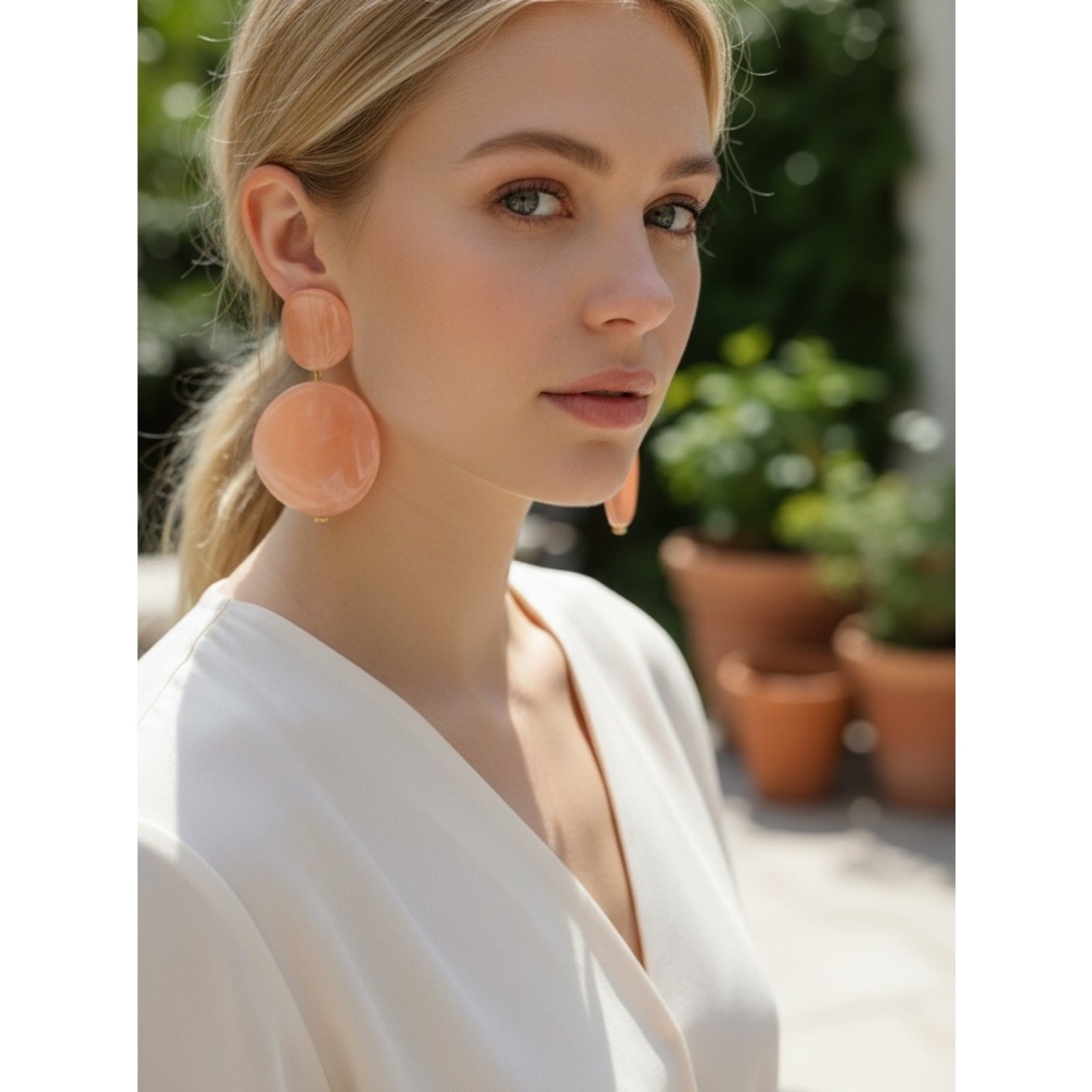 Peach Drop Statement Earrings