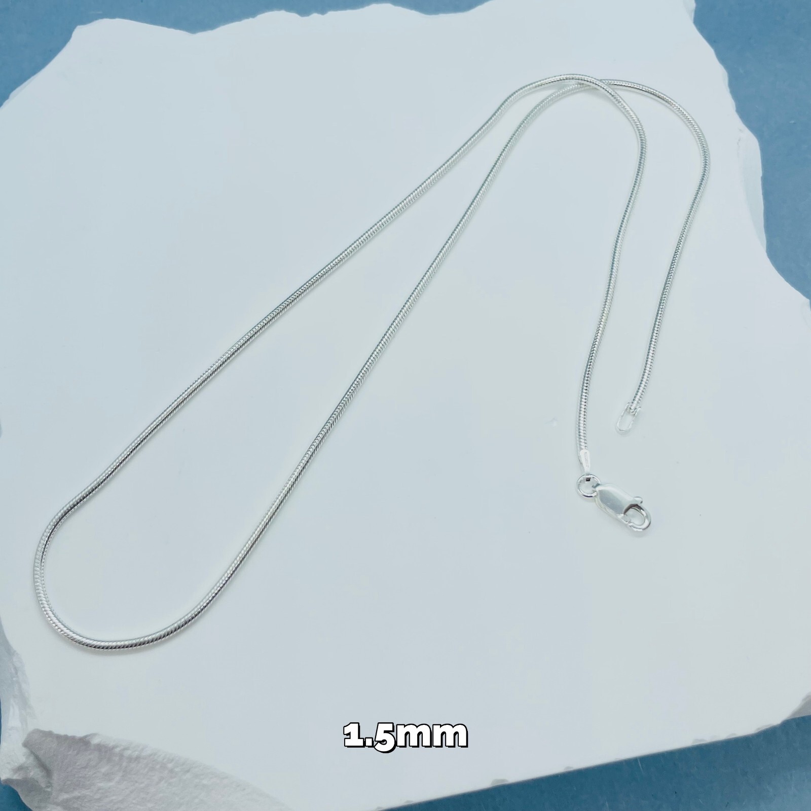 Sterling Silver Snake Chain Necklaces & Bracelets 1.5mm Sizes 7 – 30 inch