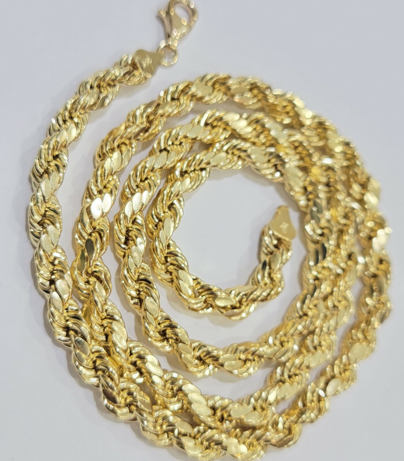 10k Yellow Gold Solid Rope Chain Necklace 30″ Inch 7mm Real Gold 10kt