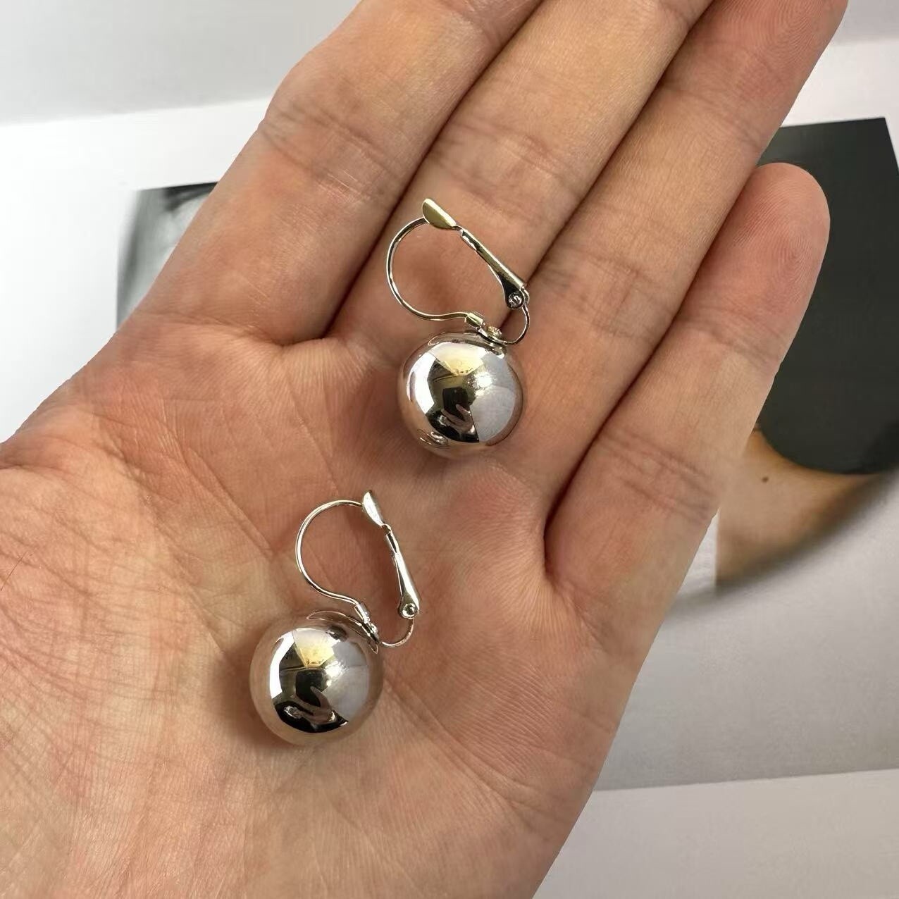 Metal Sliver Ball Dangle Drop Earrings for Women