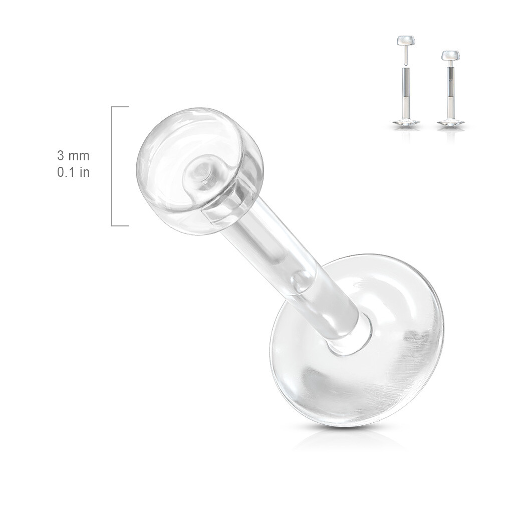 4 Pc Pack Metallic Ball Top Labret Ear Cartilage Conch Tragus + 1 lip Retainer