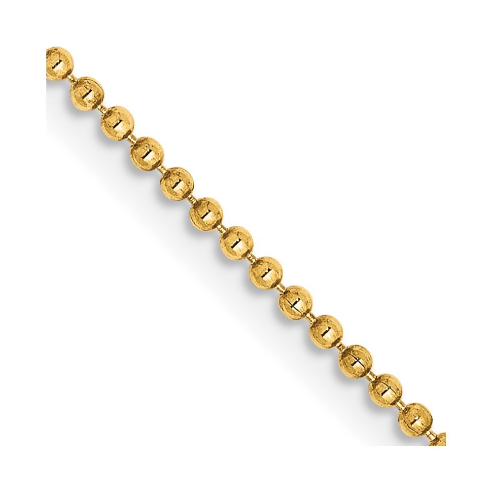 14k Yellow Gold 1.2mm Beaded Pendant Chain 24 in Necklace for Women Men 3.23g