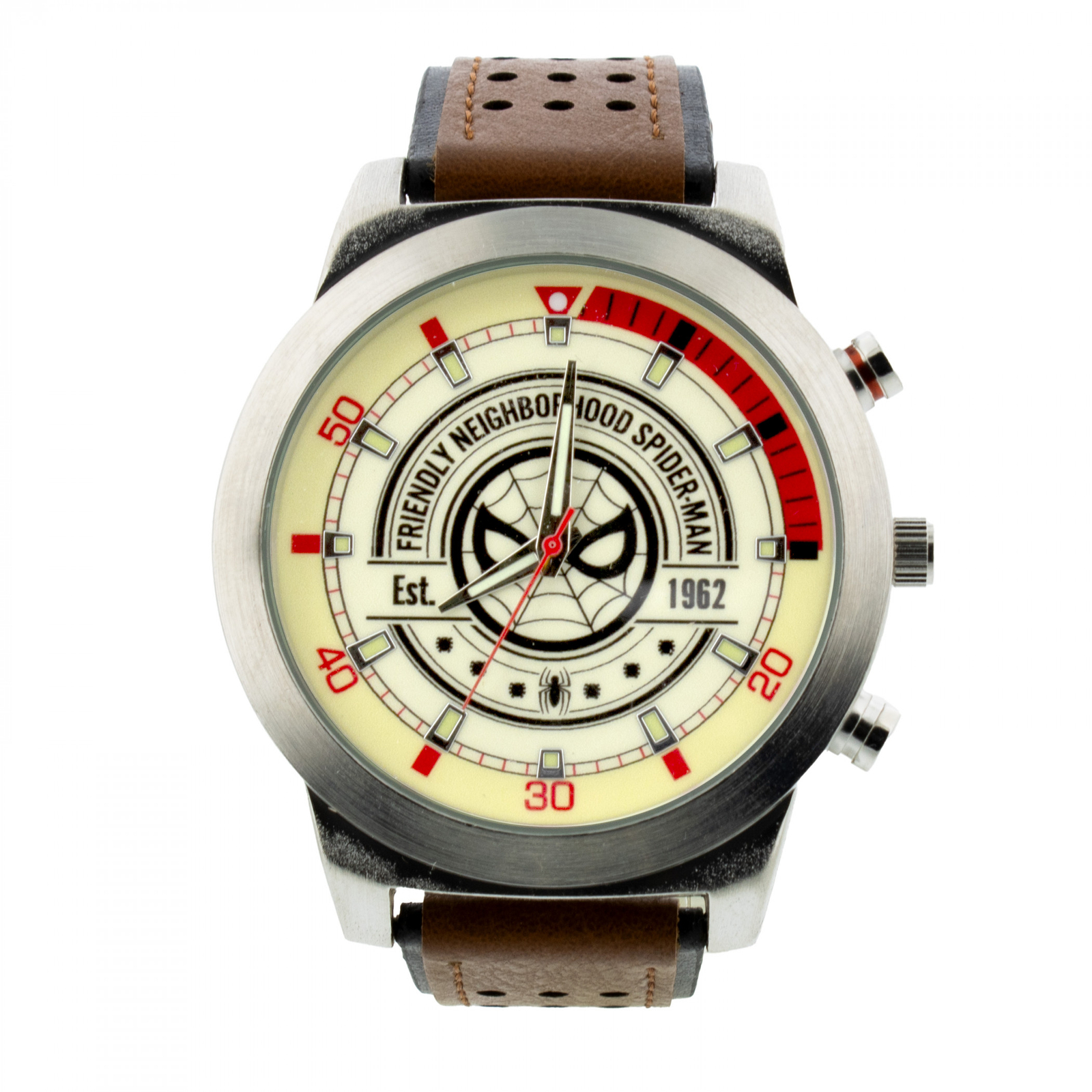 Spider-Man 1962 Analog Watch with Faux Leather Band Multi-Color