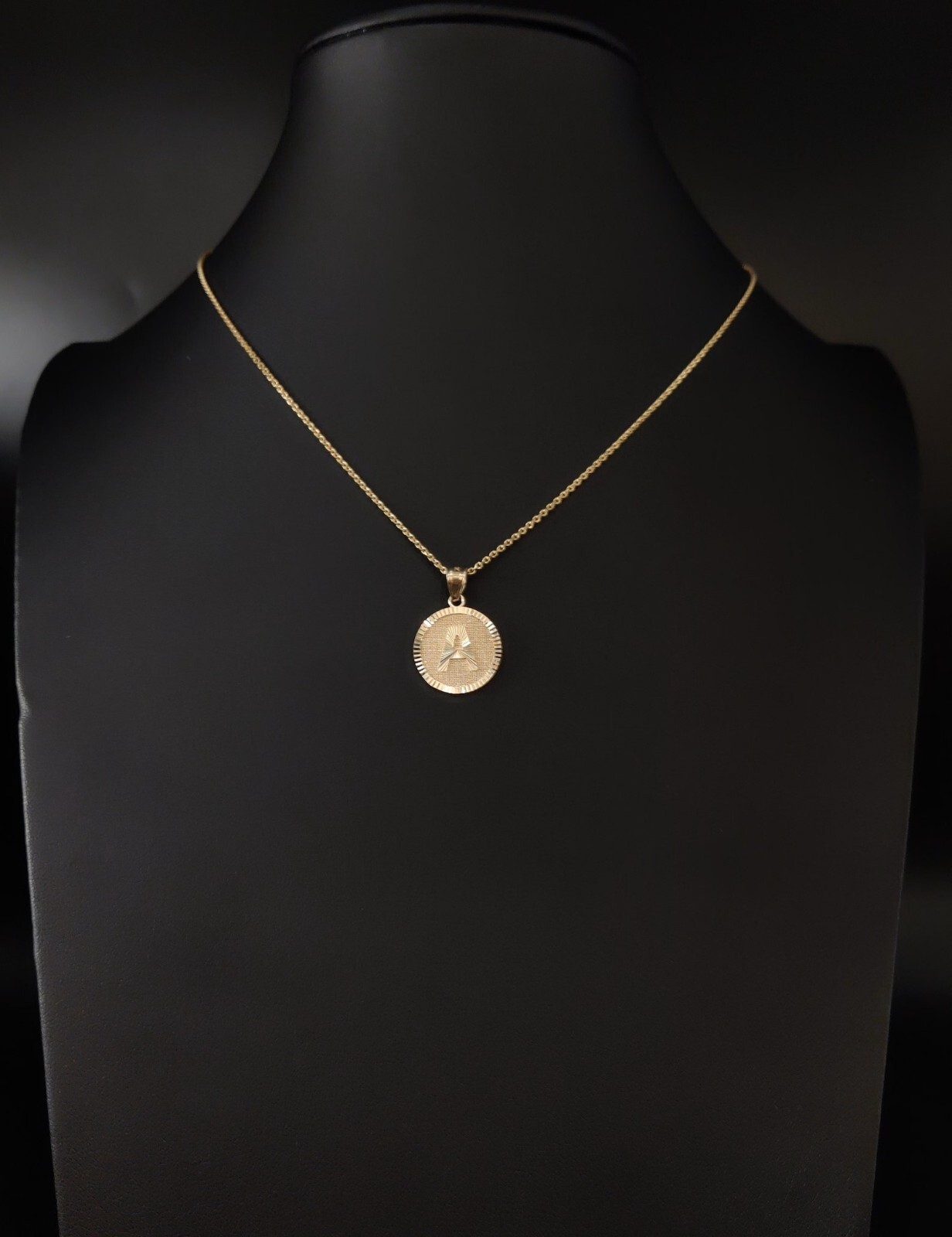 10k Real Solid Gold Initial with 10k 1.3mm Solid Gold Cable Chain Necklace Gifts