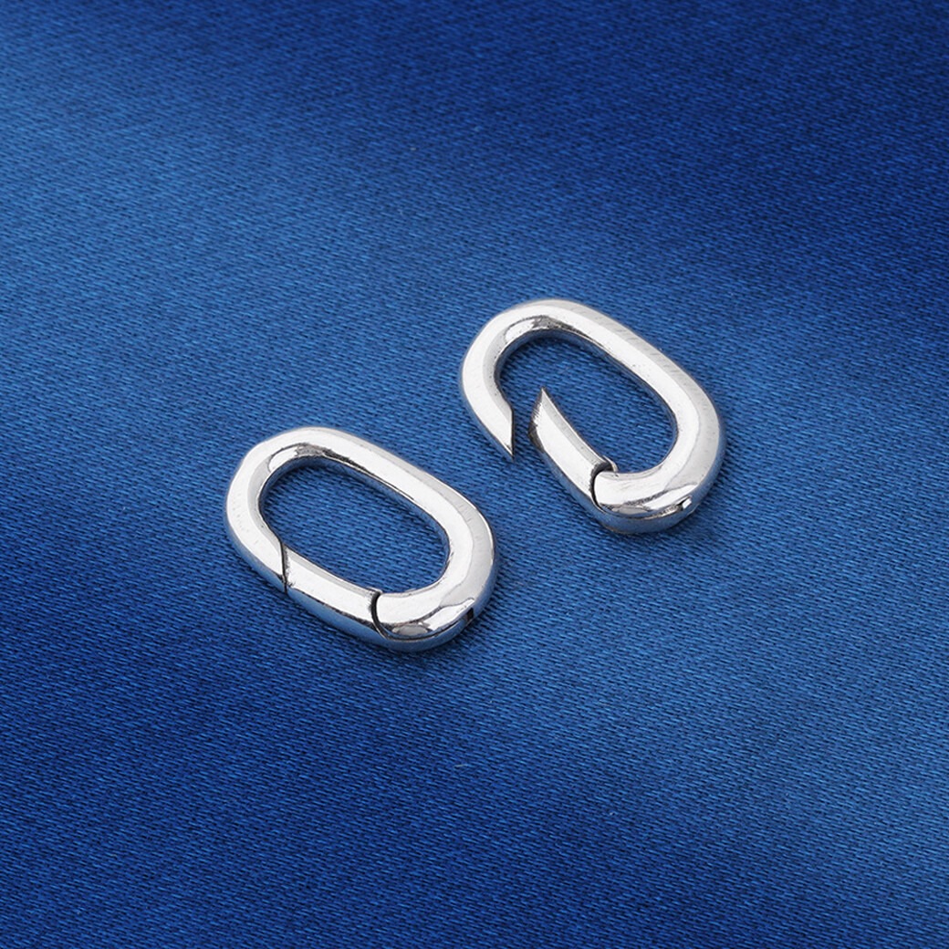 925 Sterling Silver Link Lock Oval Jump Ring Charm Pendant Clasp Bail