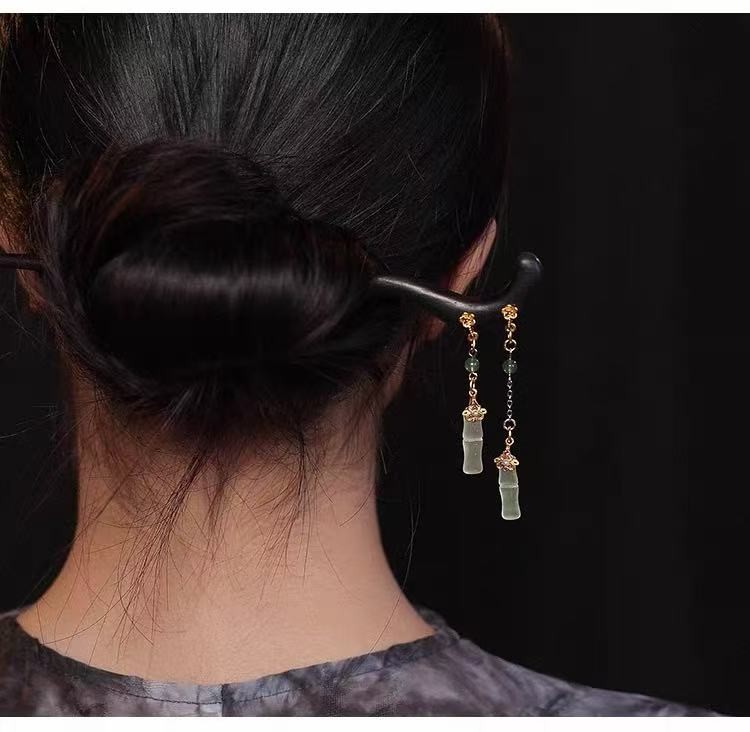 Black Sandalwood Bamboo Joint Agate Hair Stick,