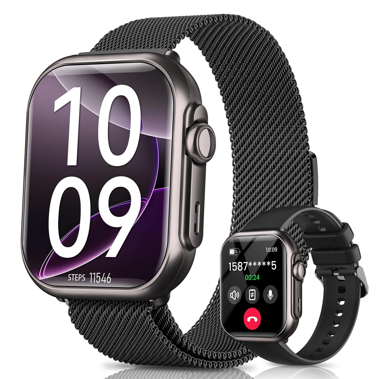 Smart Watch for Men Women – Answer/Make Call/30 Days Battery/2 Bands, 1.85″ H…