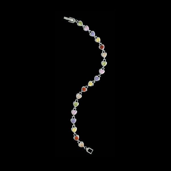 Gem Heart Multicolor Tennis Bracelet