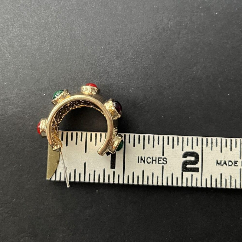 Half Hoop Earrings Gold Multicolor Pierced Chunky