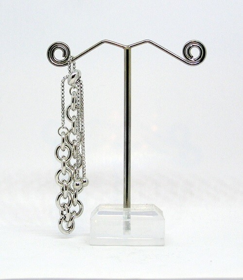 Sterling Silver 7.6 mm Cable Bracelet 9″ Adjustable Slide, Italy Quality Marked